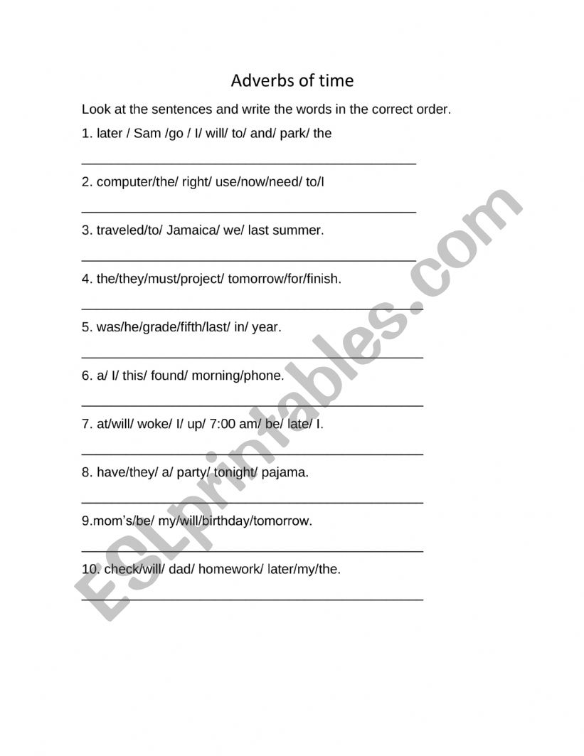 Adverbs Of Time ESL Worksheet By LuisIq96