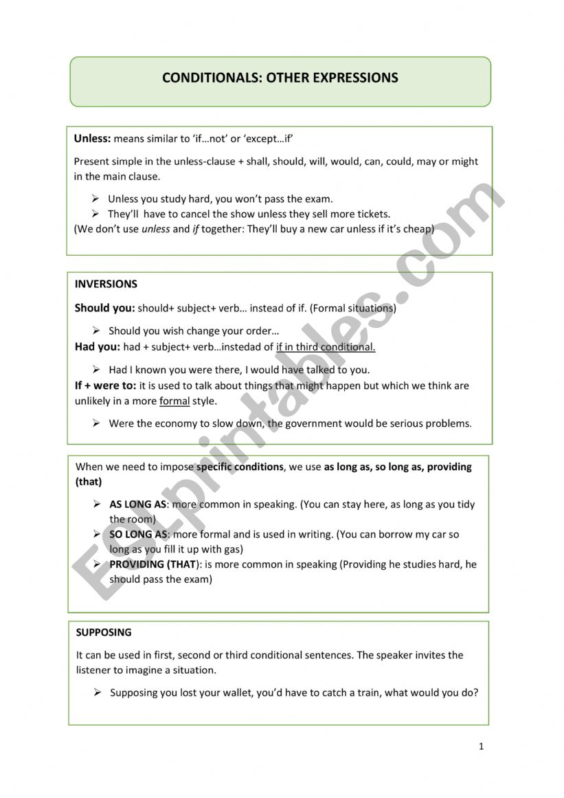OTHER CONDITIONAL EXPRESSIONS + KEY