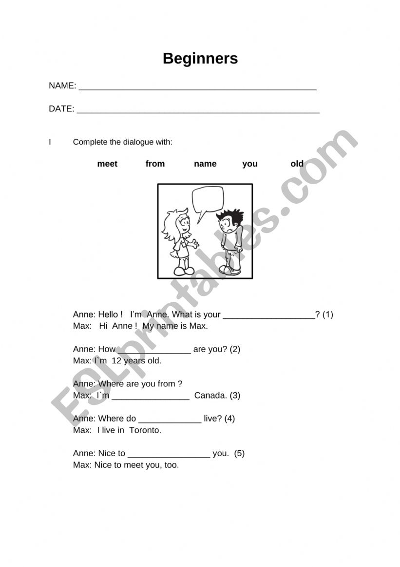 Basic English ESL Worksheet By Katy7