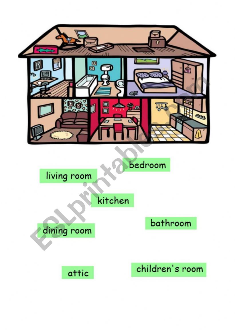 Rooms In The House Esl Worksheet By Manyunk