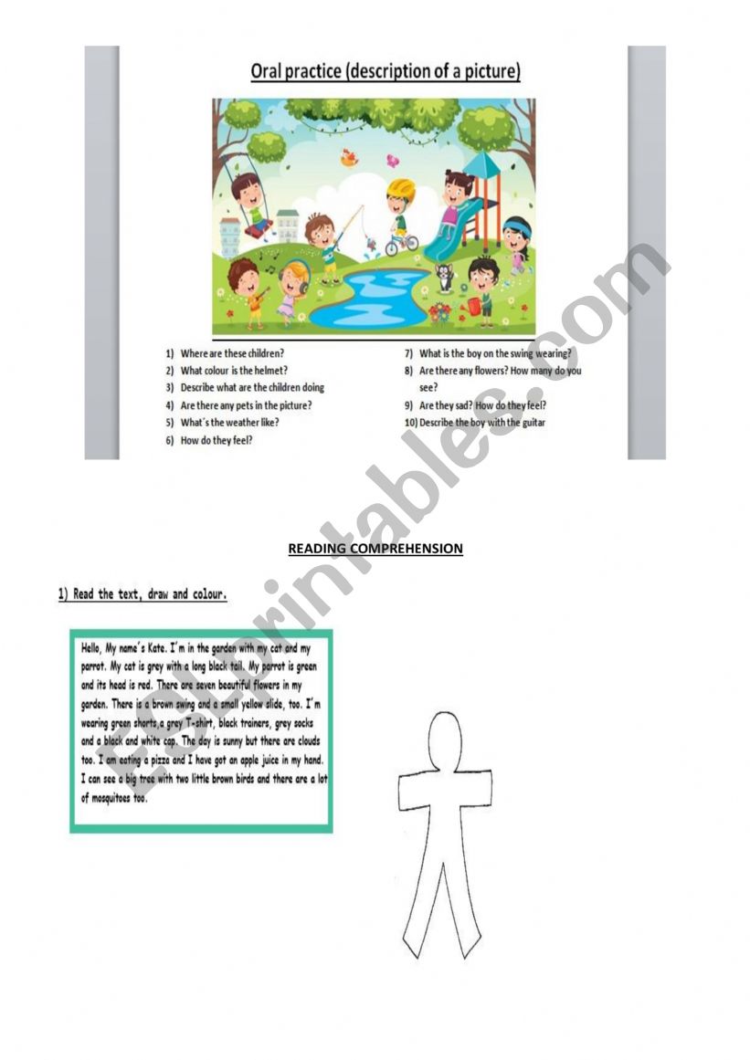 reading and colouring worksheet