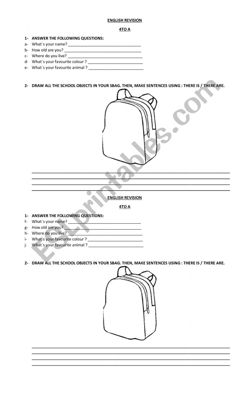 revision activities  worksheet