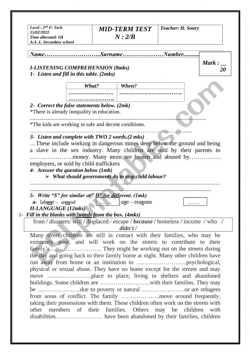 mid-term-test-2-for-2nd-form-esl-worksheet-by-fatma-zahra