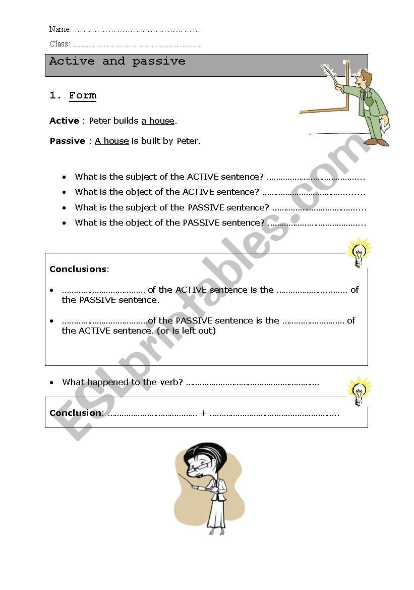 active and passive worksheet