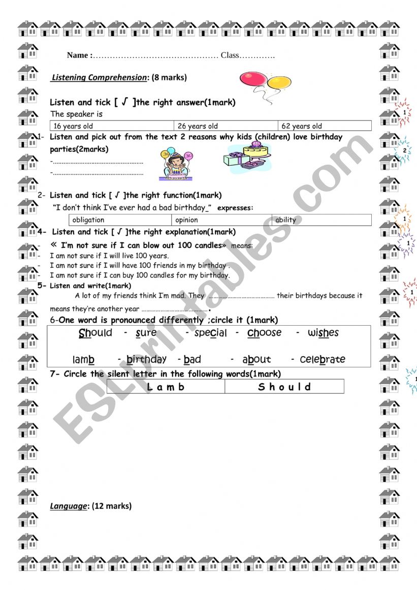 9th form  worksheet