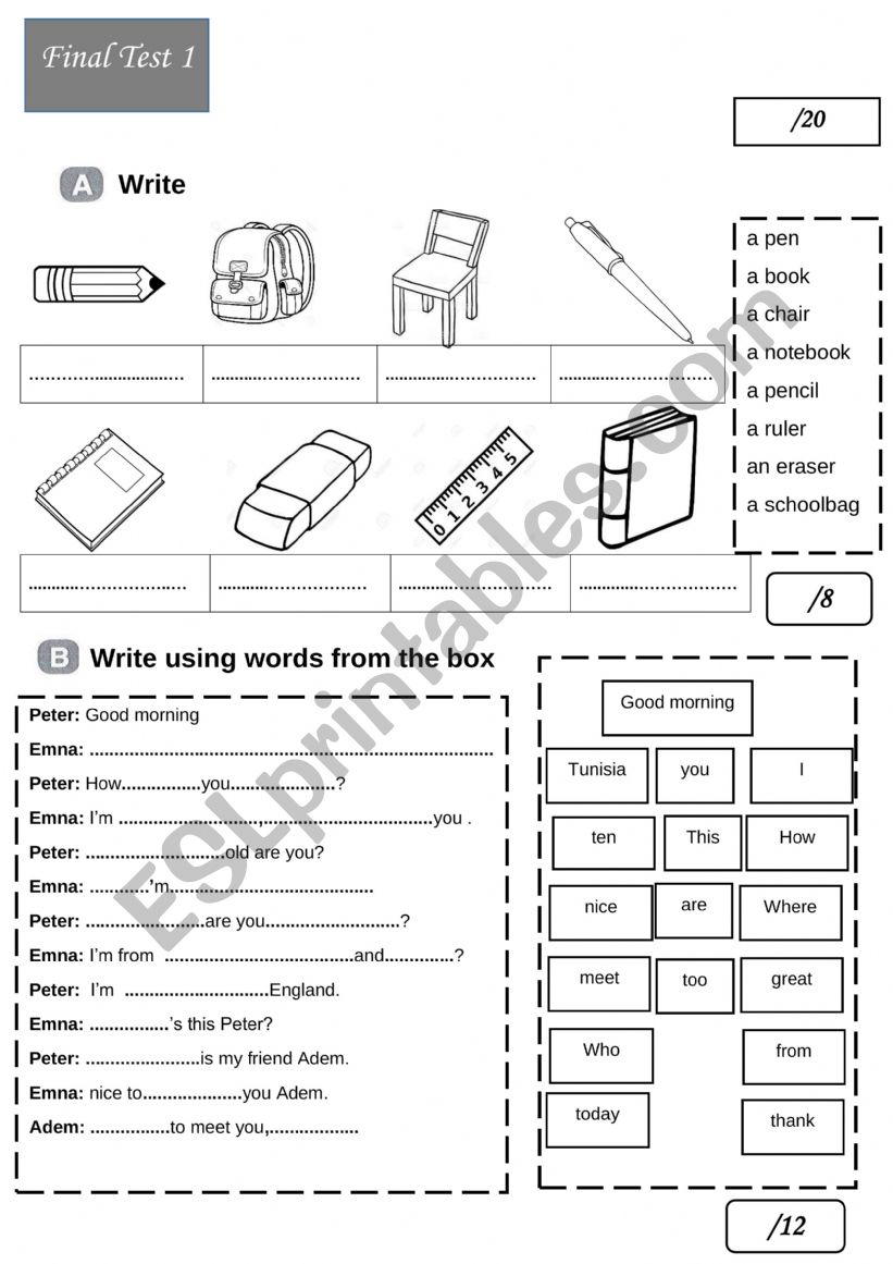 Final tet worksheet