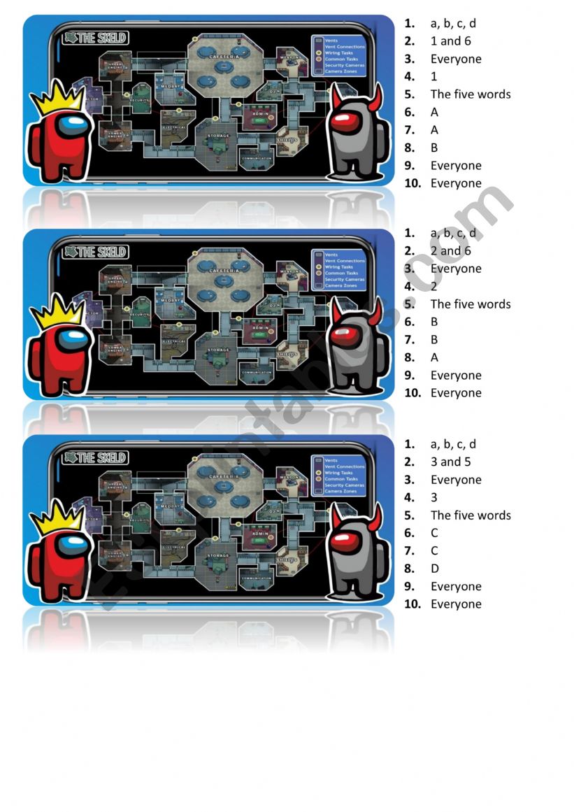 Among us missions worksheet