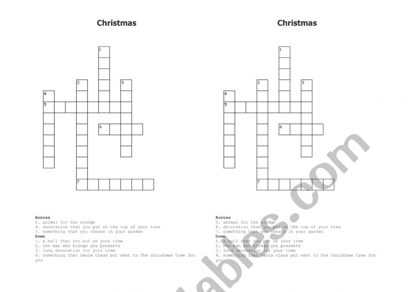 christmas crisscross worksheet