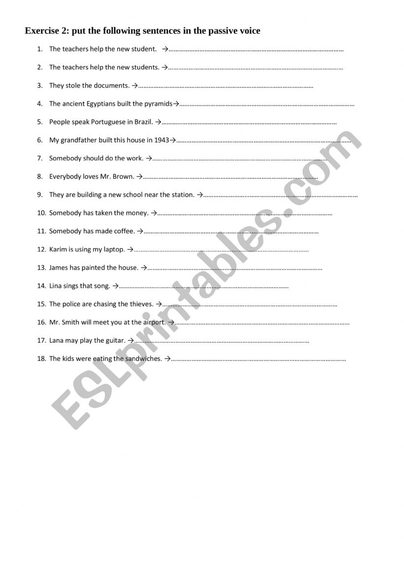 passive voicce worksheet