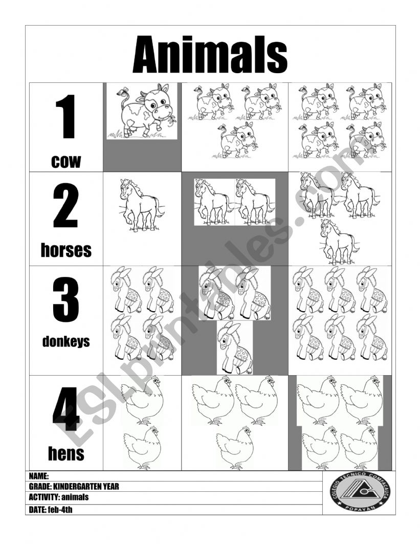 Animal Activity worksheet