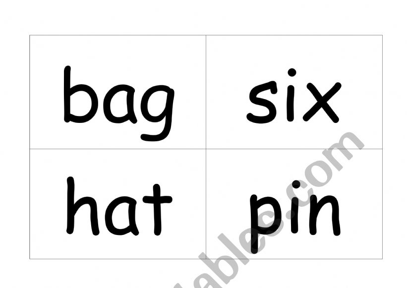 Three letters cards worksheet
