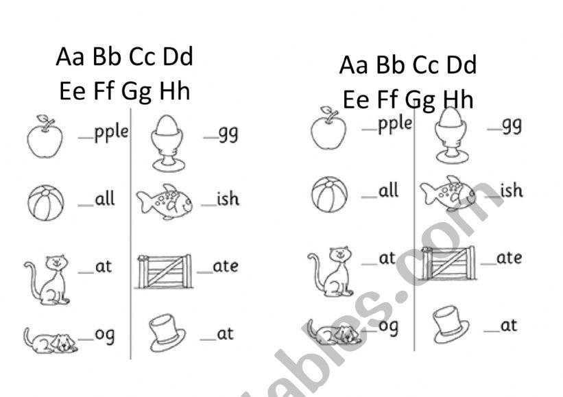 letter a-h worksheet