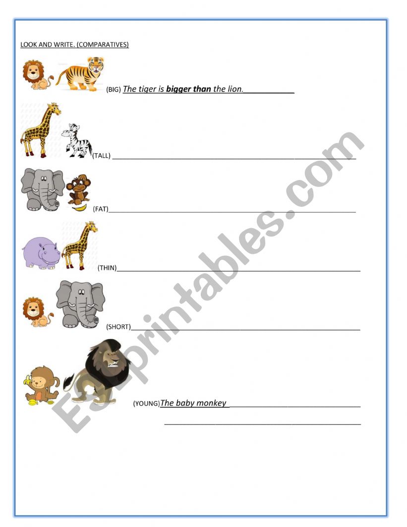 Comparayive and Superlative  worksheet