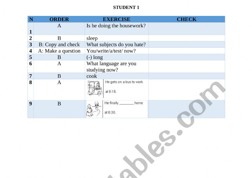 Information Gap Activity-PART 1 Present Simple and Past Continuous