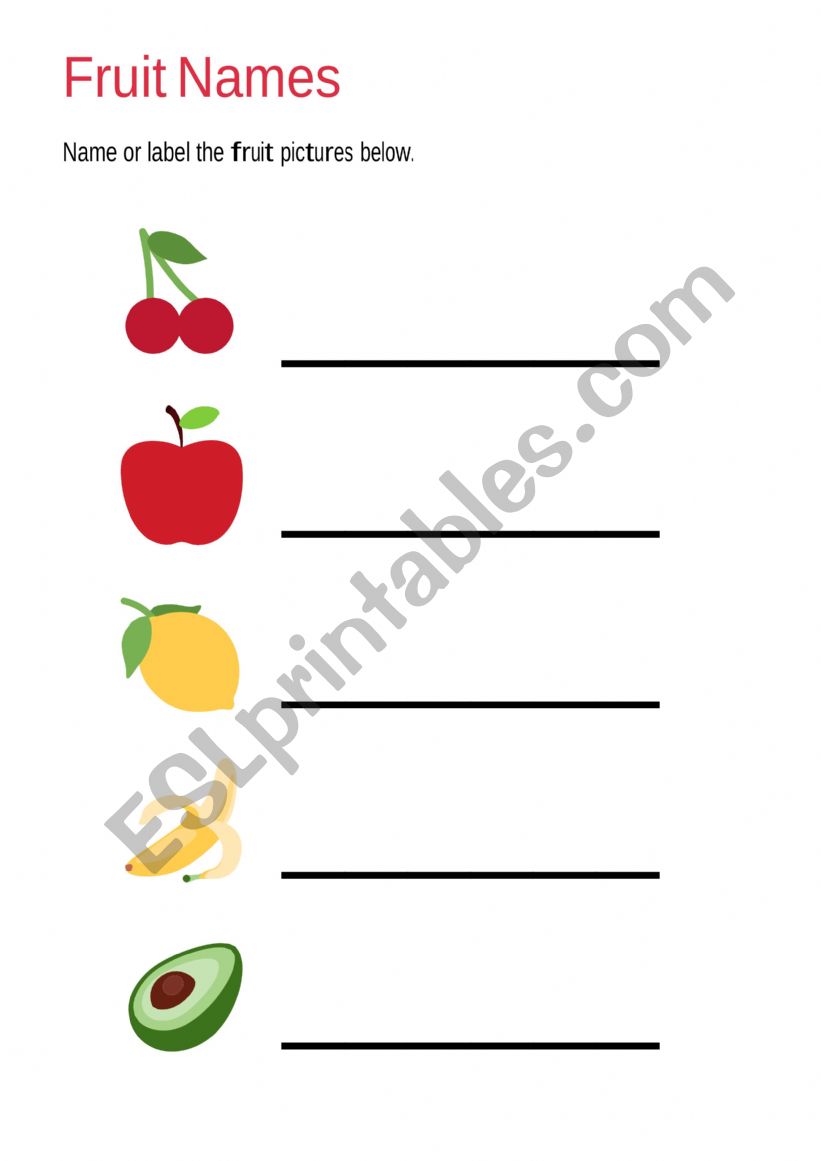 Fruit Names worksheet