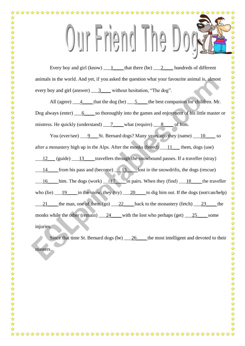 our-friend-the-dog worksheet