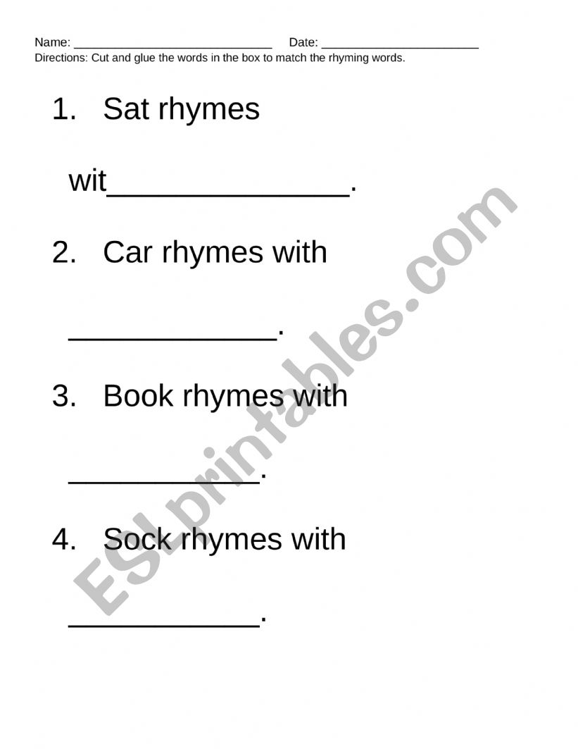 Rhyming Words worksheet