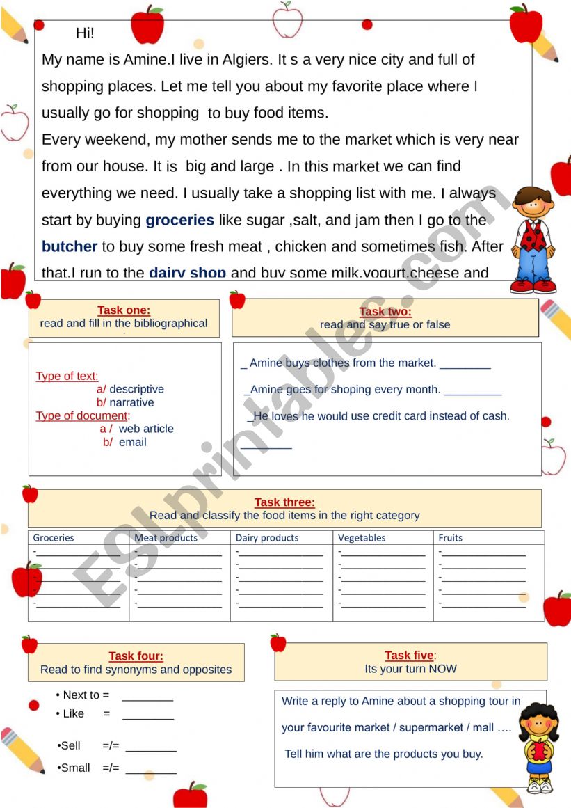 SHOPPING  worksheet