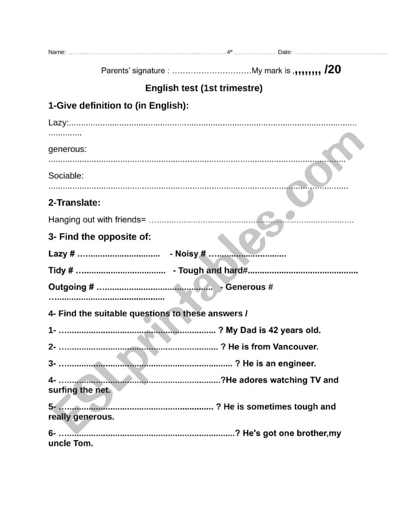 Personality Adjectives ESL Worksheet By Castle802