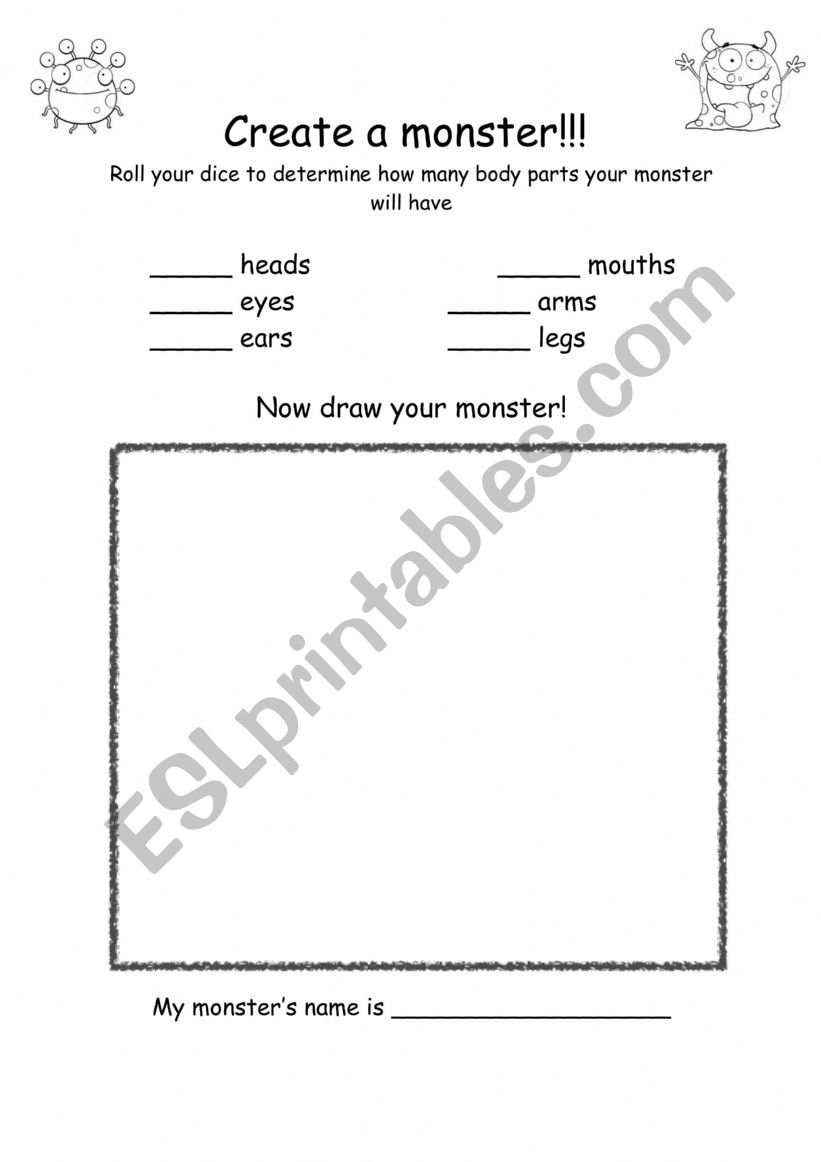 Draw a Moster worksheet