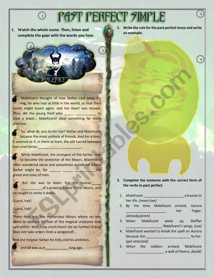 Past Perfect - Maleficent worksheet