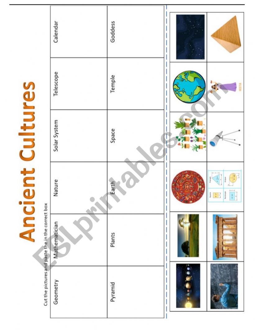 Ancient Cultures Vocabulary worksheet