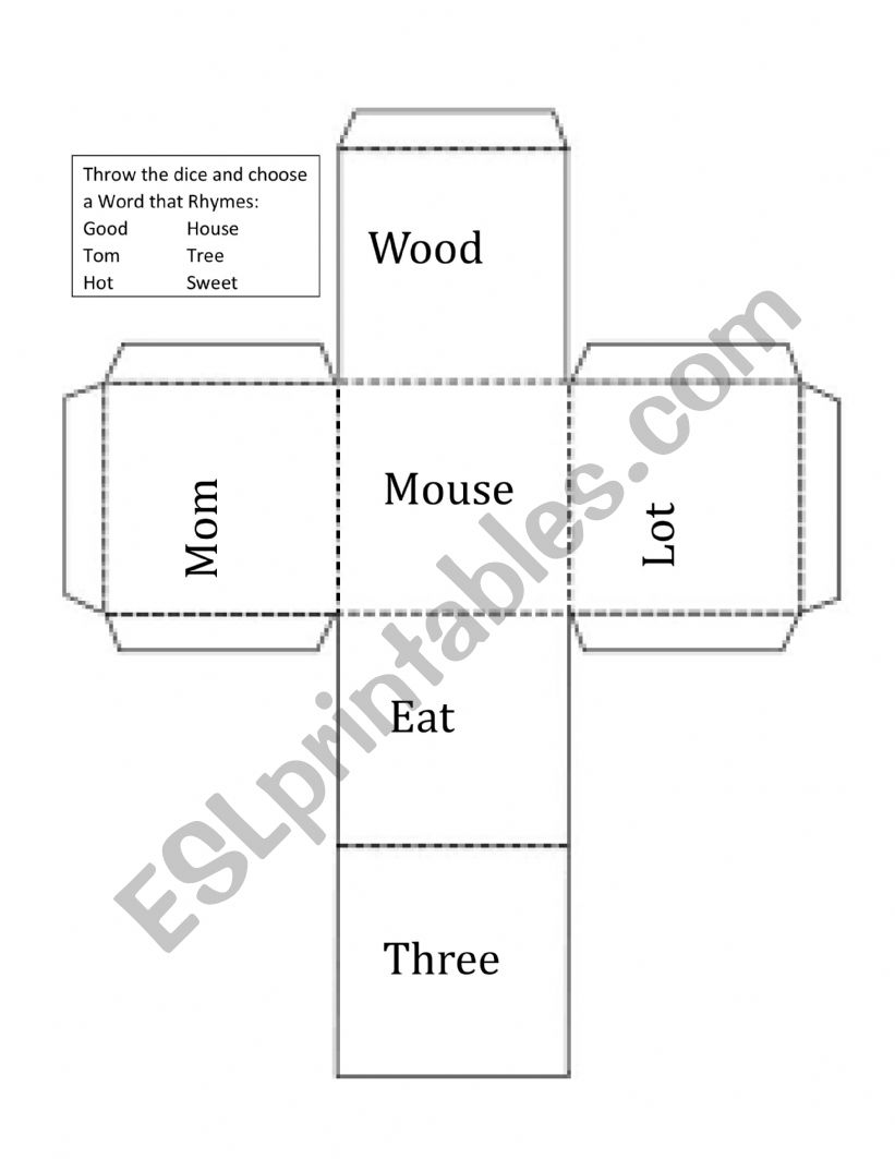 Rhymes dice worksheet