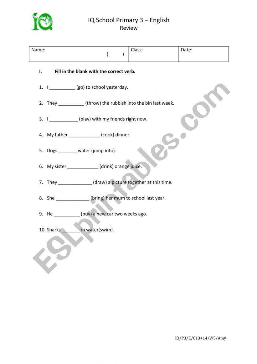 Review tense: simple present, simple past and present continuous