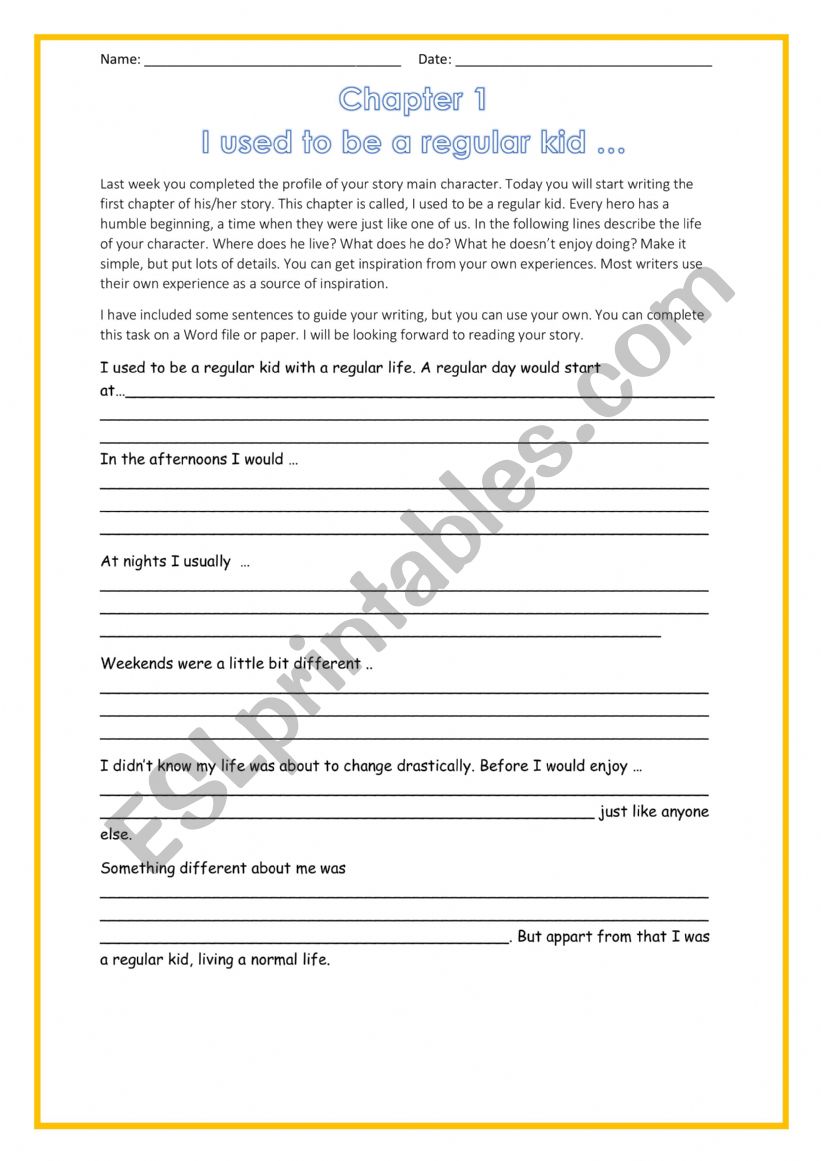 Fiction Writing Prompt worksheet
