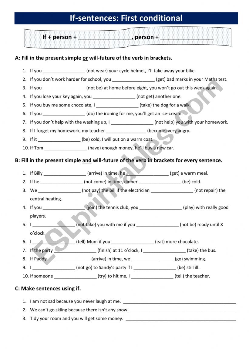 First conditional worksheet