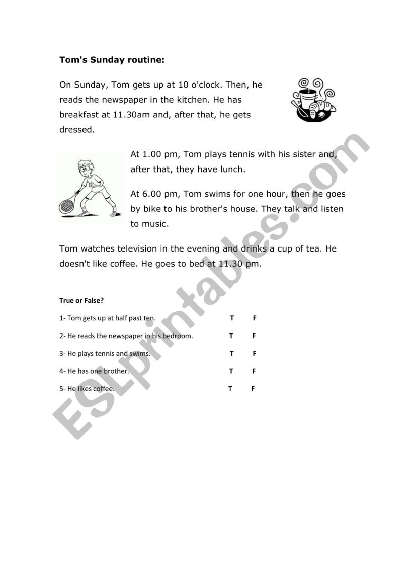 Tom�s Routine worksheet