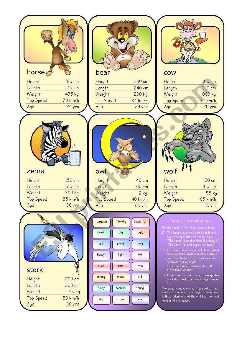 Animal Card Game (6) worksheet