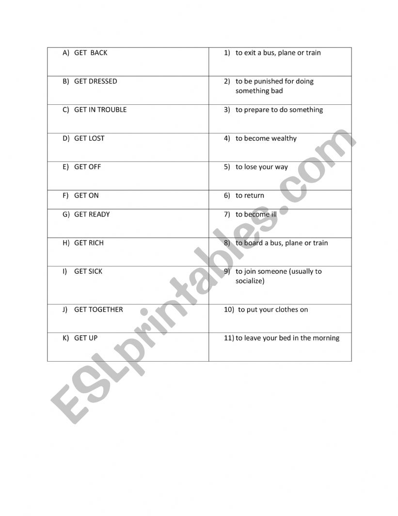 Phrasal verbs with GET - ESL worksheet by pativari