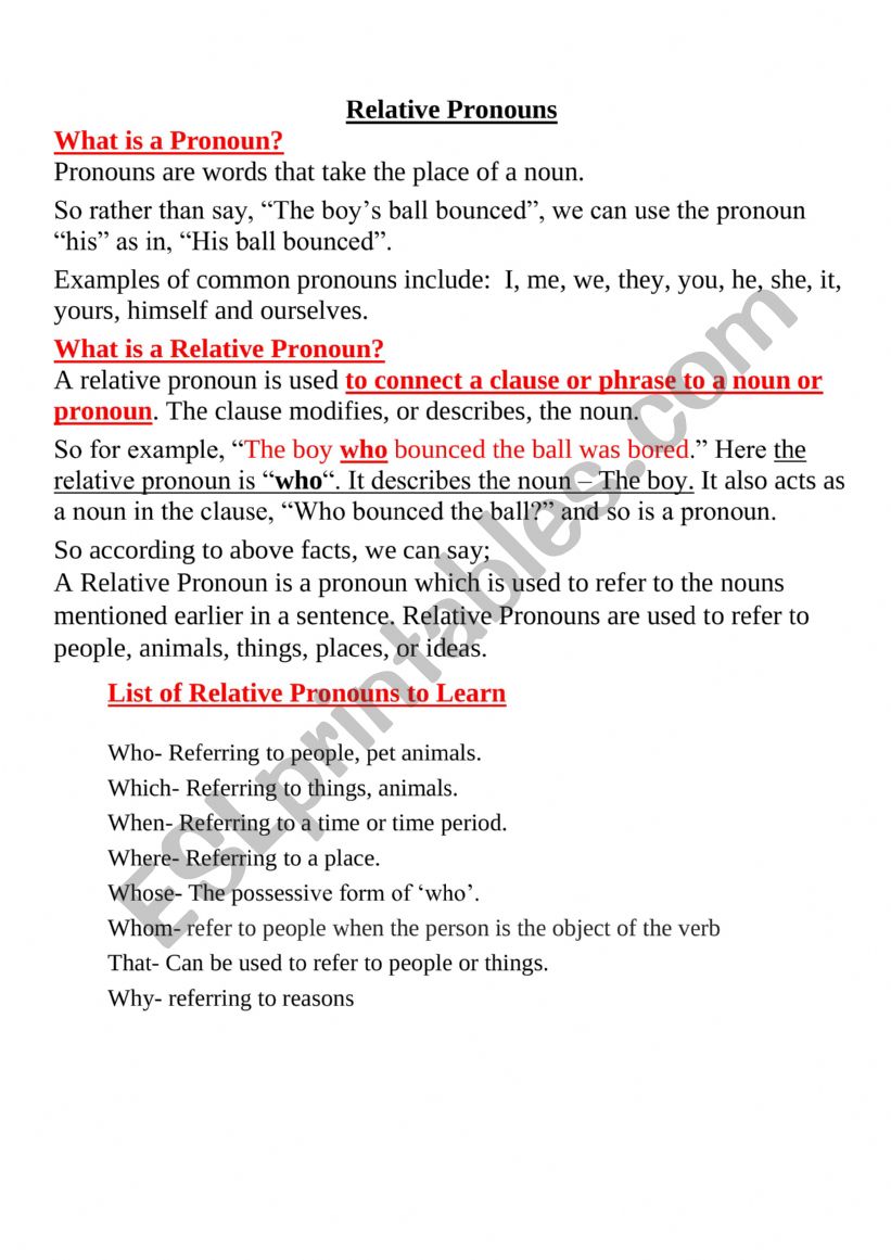 Relative Pronouns & Relative Clauses