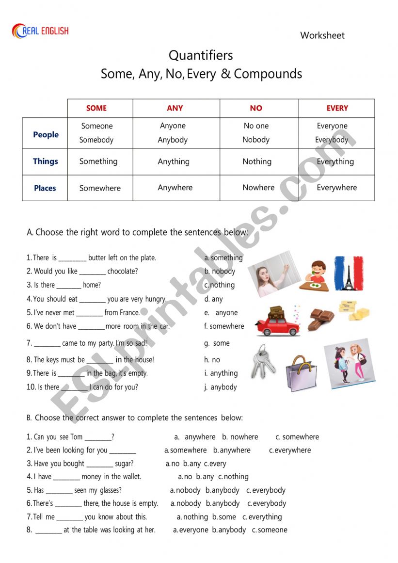 Quantifiers worksheet