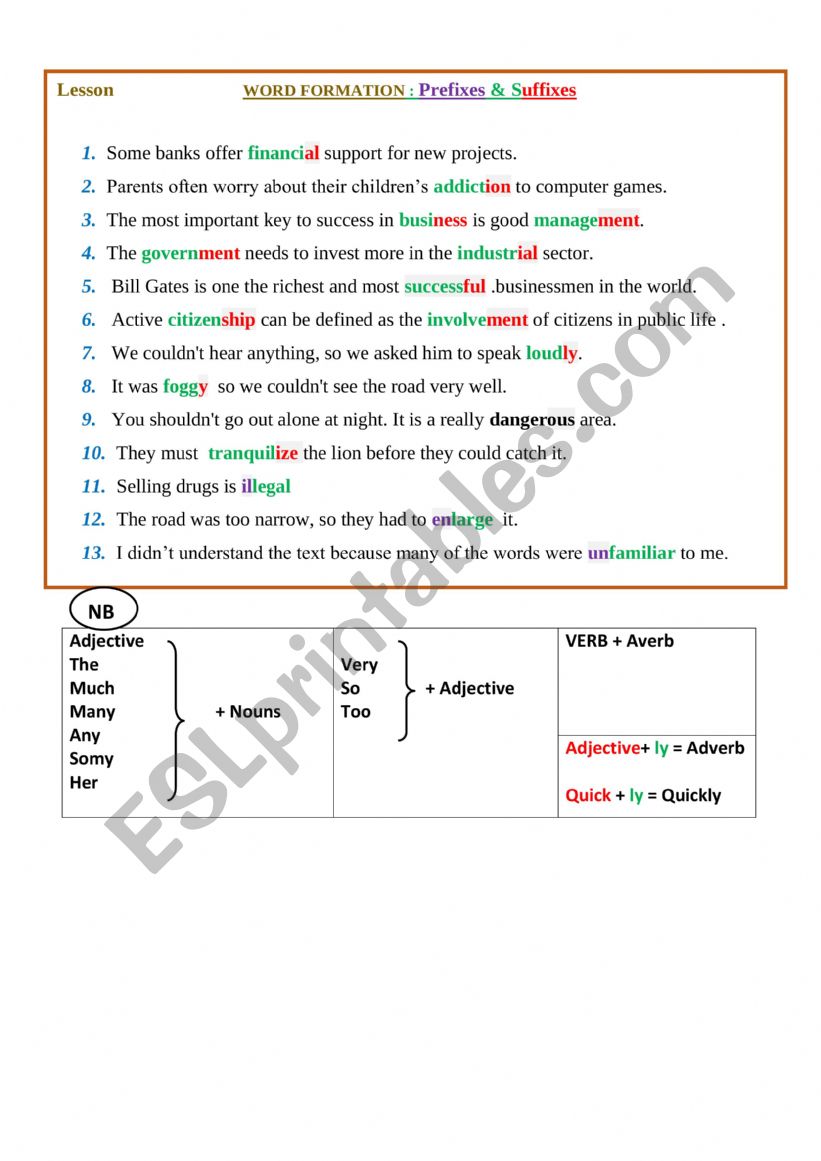 prefixes and suffixes worksheet
