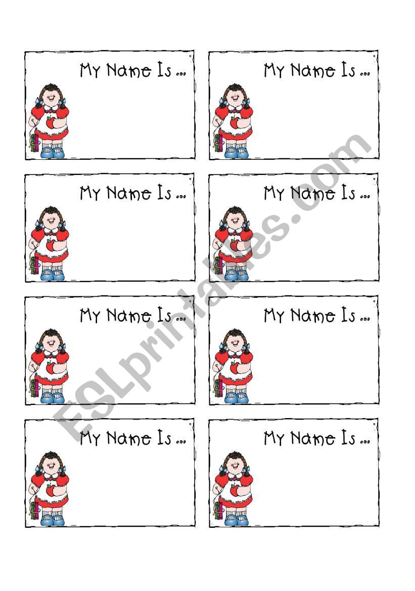 name tags girls worksheet