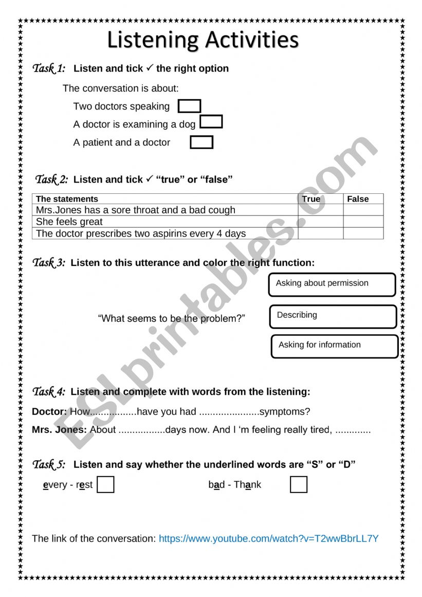 At the Doctor�s worksheet