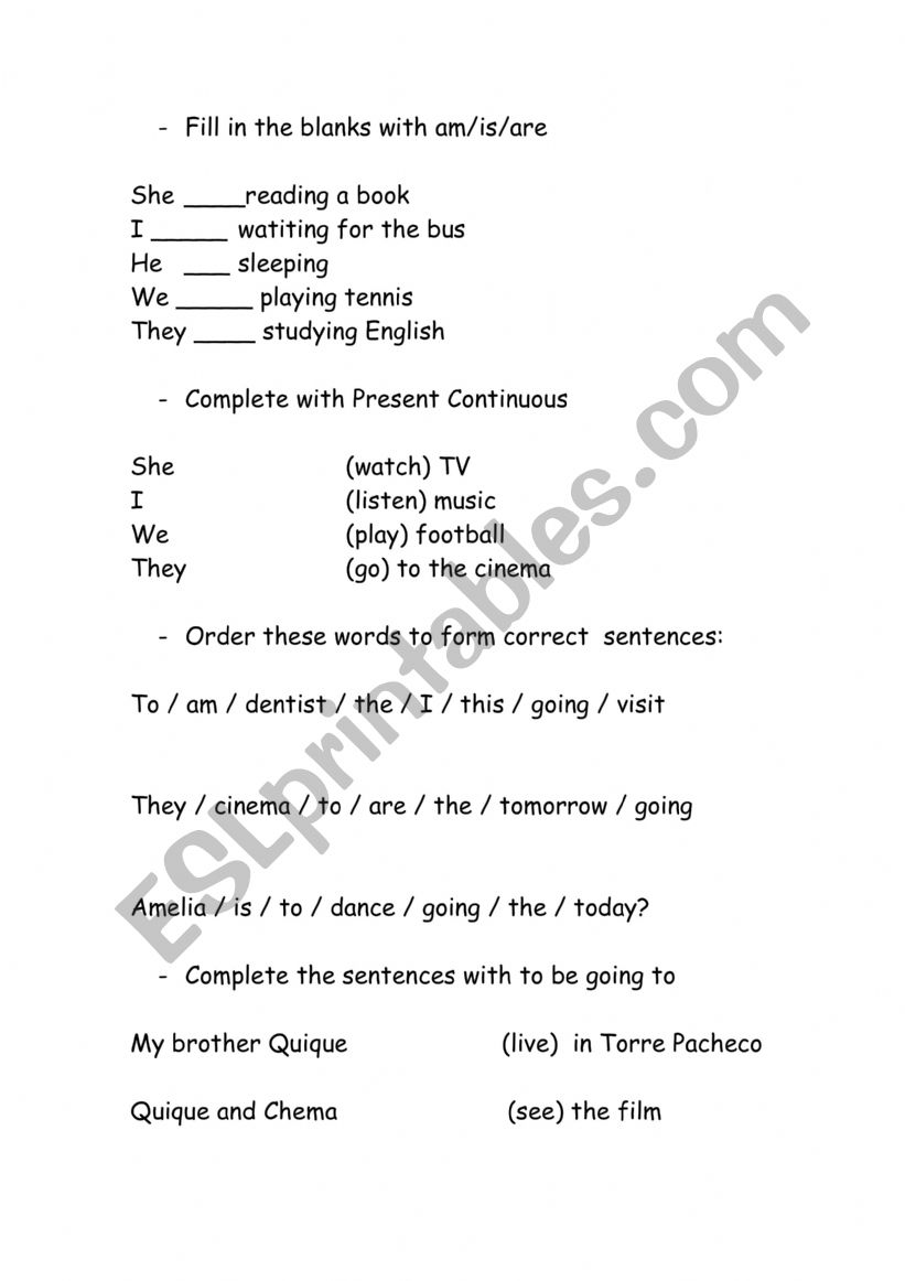 Practice Verb To Be worksheet