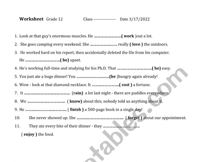 Modal verbs worksheet