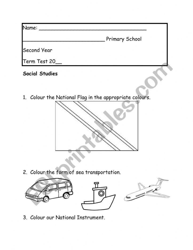 Social Studies worksheet