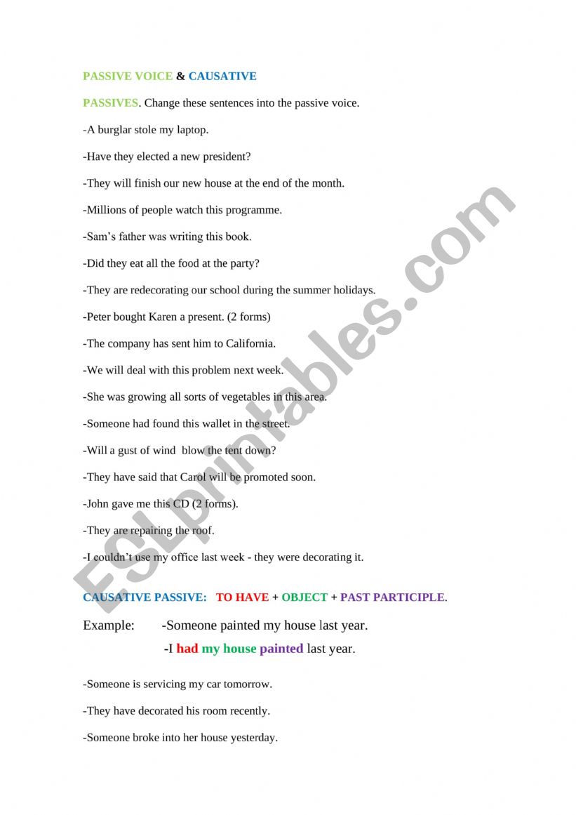 passive voice worksheet