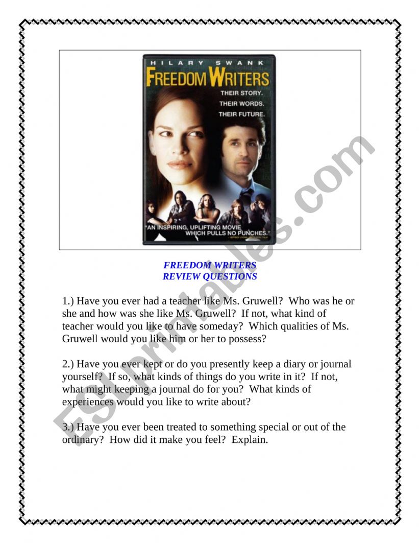 Freedom Writers Lesson worksheet