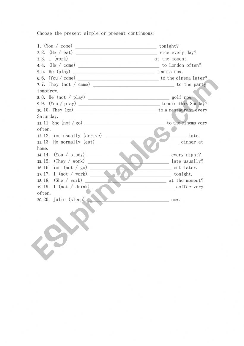 present5 simple and cont5inuous 