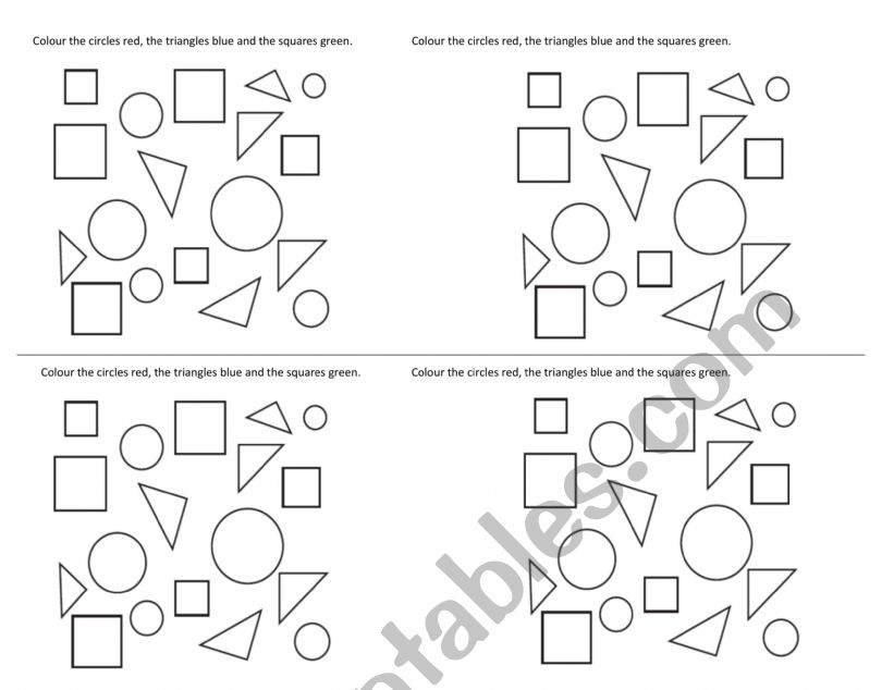 Colour the shapes  worksheet