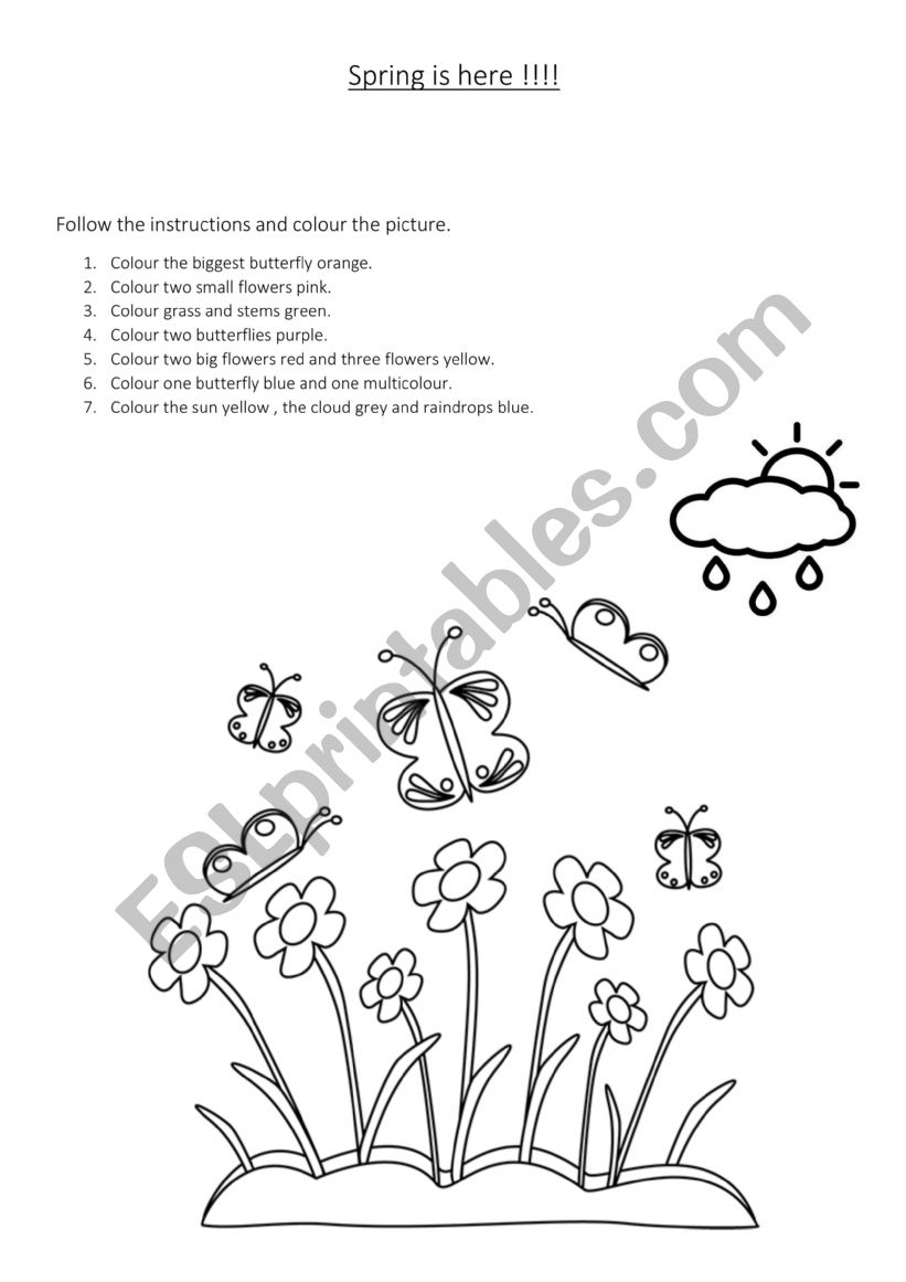 Spring colouring worksheet  worksheet