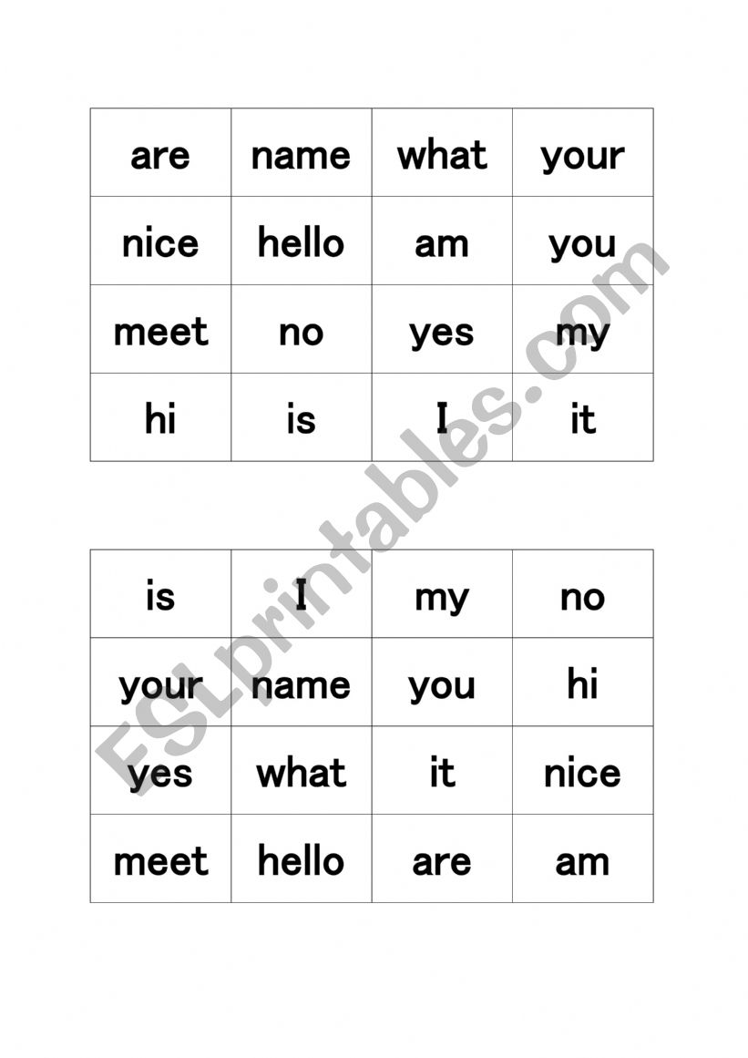 26 bingo boards of 4x4 with greeting words