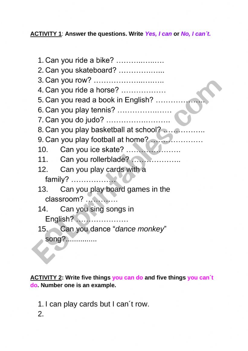 can/cant questions worksheet