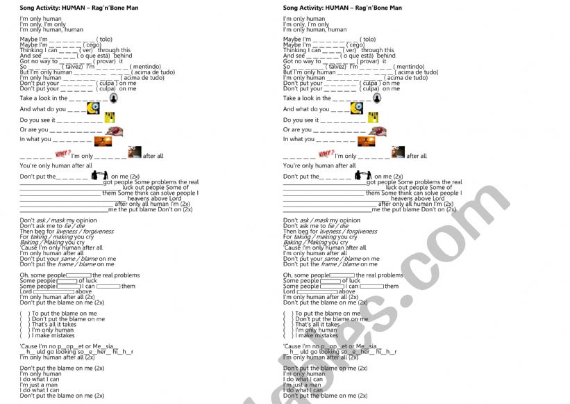 Song activity - HUMAN  RagnBone Man