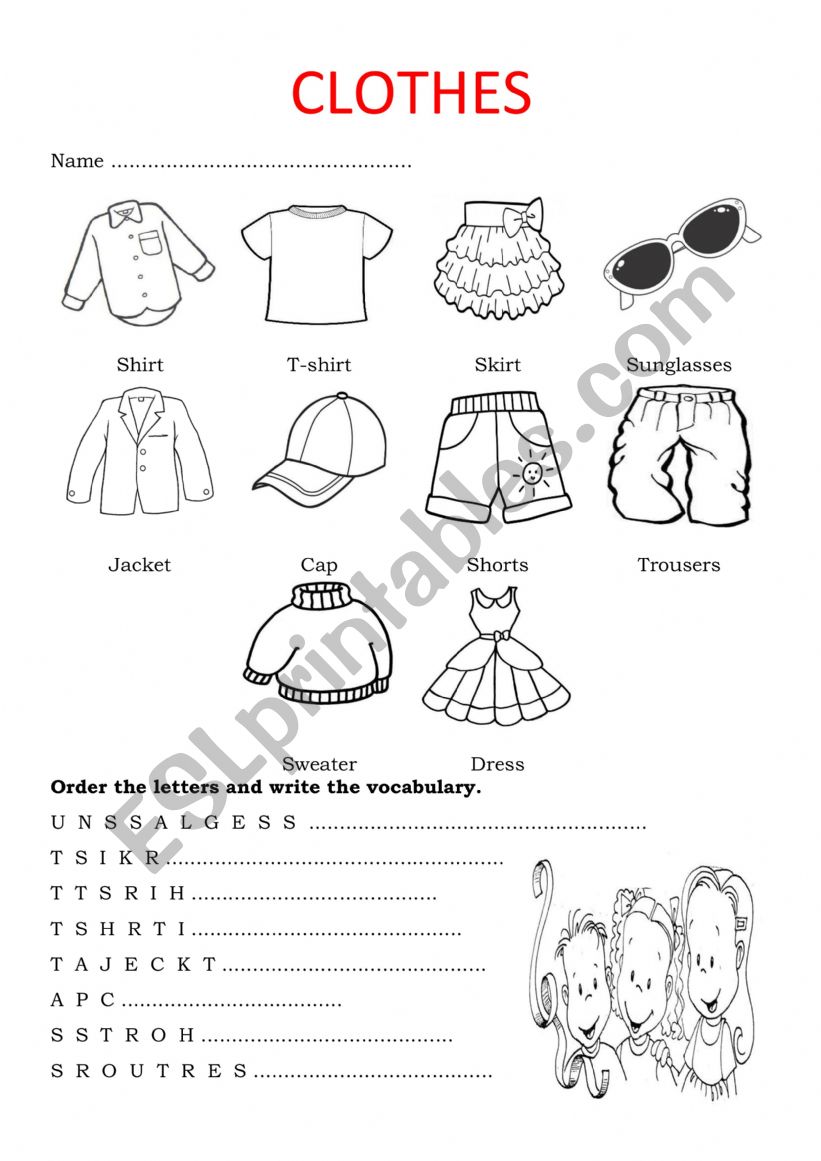 CLOTHES - ESL worksheet by PYR79